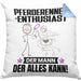 Pferderennen-Enthusiast Kissen mit Füllung 40x40 Geschenk für Pferderennen-Enthusiast Der Mann Der Alles Kann Geschenkidee zum Geburtstag (Grau) Blau Trendation