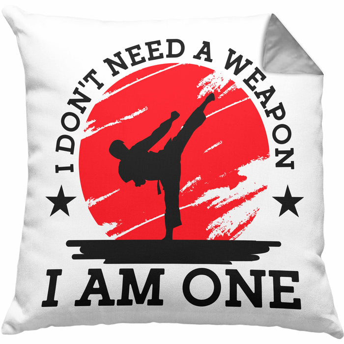 Karate-Kissen mit Füllung 40x40 Geschenk Kampfsport-Fans Jiu Jitsu Geschenkidee I Dont Need A Weapon I Am One (Grau) Grau Trendation