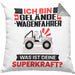 Geländewagenfahrer Kissen mit Füllung 40x40 Geschenk für Geländewagenfahrer Geburtstag Lustiger Spruch Was Ist Deine Superkraft (Grau) Grau Trendation