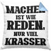 Lustige "Machen Ist Wie Reden Nur Viel Krasser" Kissen mit Füllung 40x40 Geschenk für Macher mit Spruch (Grau) Blau Trendation