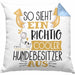 Hundebesitzer Kissen mit Füllung 40x40 So Sieht Ein Richtig Cooler Hundebesitzer Aus Geschenk Lustiger Spruch Geschenkidee (Grau) Blau Trendation