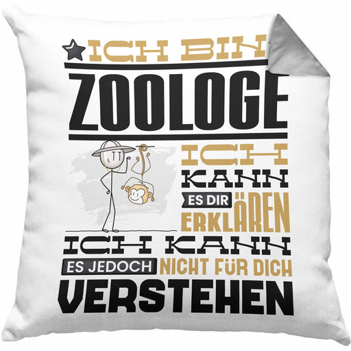 Zoologe Geschenk Kissen mit Füllung 40x40 Geschenkidee für Zoologe Geburtstag Lustiger Spruch Ich Bin Zoologe Ich Kann Es Dir Erklären Aber Nicht Für Dich Verstehen (Grau) Grau Trendation