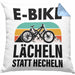 Elektrofahrrad E-Bike Kissen mit Füllung 40x40 mit Spruch Geschenk Ebike Lustige Geschenke Rentner (Grau) Blau Trendation