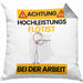 Flötist Kissen mit Füllung 40x40 Geschenk Lustiger Spruch Geschenkidee für Flötist Achtung Hochleistungs Flötist Bei Der Arbeit (Grau) Grau Trendation