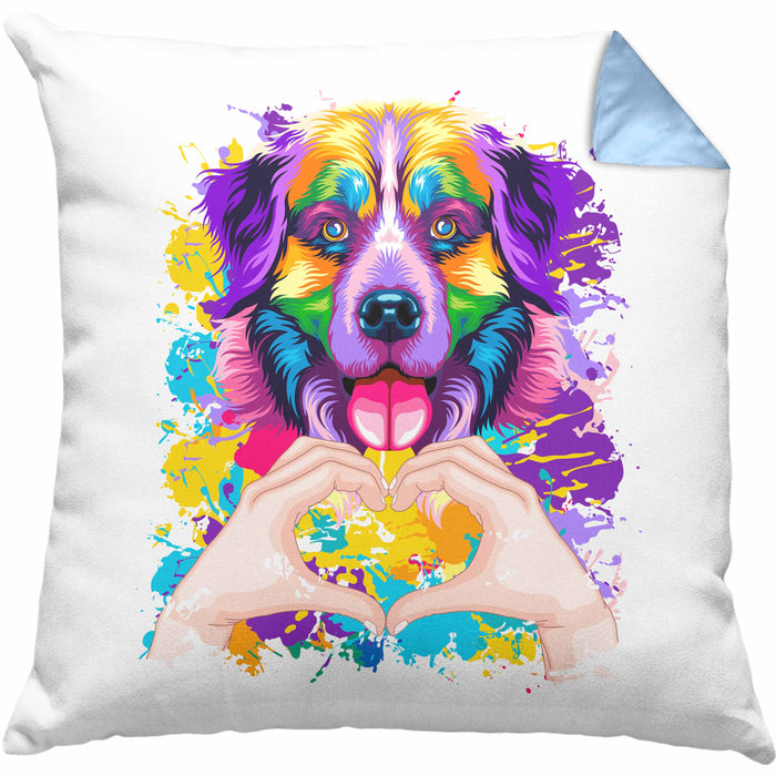 Berner Sennen Besitzer Farbe Love Kissen mit Füllung 40x40 Geschenk Lustiger Spruch Geschenkidee Berner Sennen Besitzerin (Grau) Blau Trendation