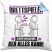 Brettspieler Kissen mit Füllung 40x40 Geschenk für Brettspieler Der Mann Der Alles Kann Geschenkidee zum Geburtstag (Grau) Blau Trendation