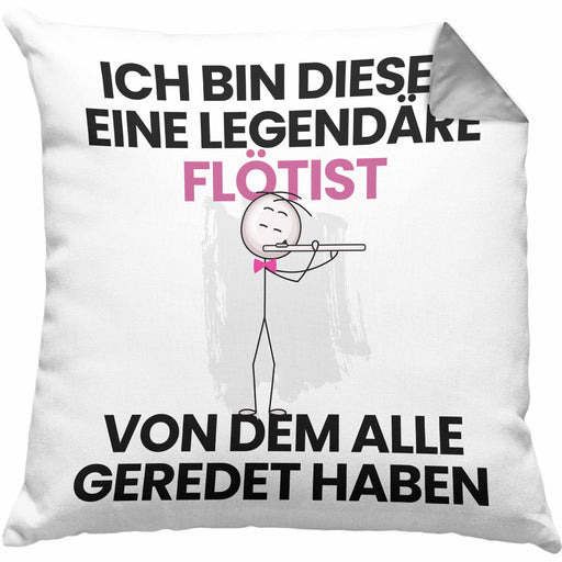 Flötist Geschenk Kissen mit Füllung 40x40 Lustige Geschenkidee Geburtstag für Flötist Ich Bin Dieser Legendäre Flötist Von Dem Alle Geredet Haben (Grau) Grau Trendation