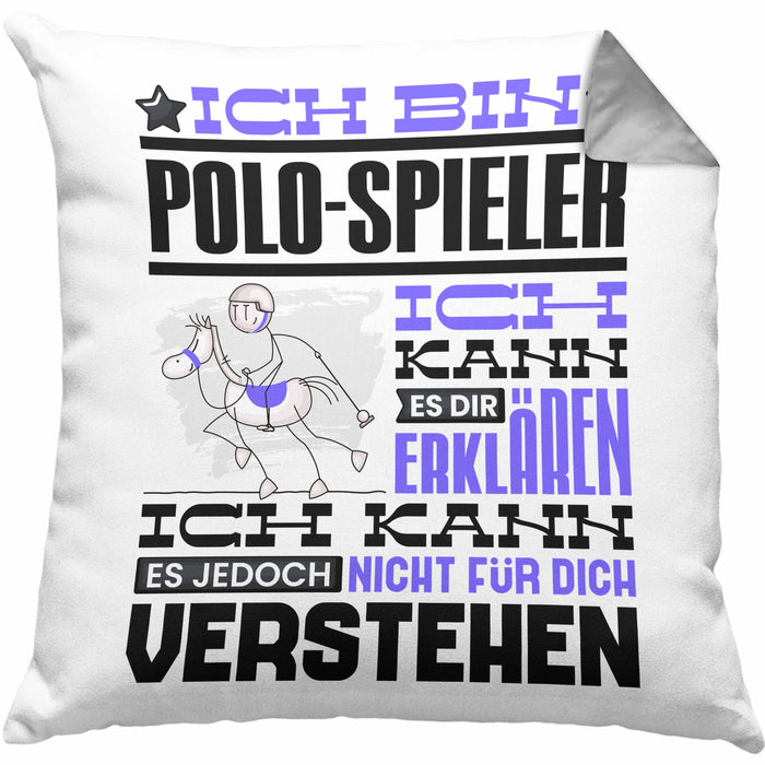 Polo-Spieler Geschenk Kaffee-Kissen mit Füllung 40x40 Geschenkidee für Polo-Spieler Ich Bin Polo-Spieler Ich Kann Es Dir Erklären Jedoch Nicht Für Dich Verstehen Spruch Lustig (Grau) Grau Trendation