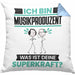 Musikproduzent Kissen mit Füllung 40x40 Geschenk für Musikproduzent Geburtstag Lustiger Spruch Was Ist Deine Superkraft (Grau) Blau Trendation
