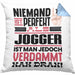 Jogger Geschenk Kissen mit Füllung 40x40 Lustige Geschenkidee für Jogger Geburtstag Niemand Ist Perfekt Aber Als Jogger Ist Man Nah Dran (Grau) Blau Trendation