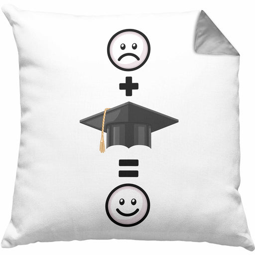 Abschluss Kissen mit Füllung 40x40 Geschenk für Bestandene Prüfung Abitur Bacherlor Master Lustige Geschenkidee :( + Abschluss = :) Geburtstag (Grau) Grau Trendation