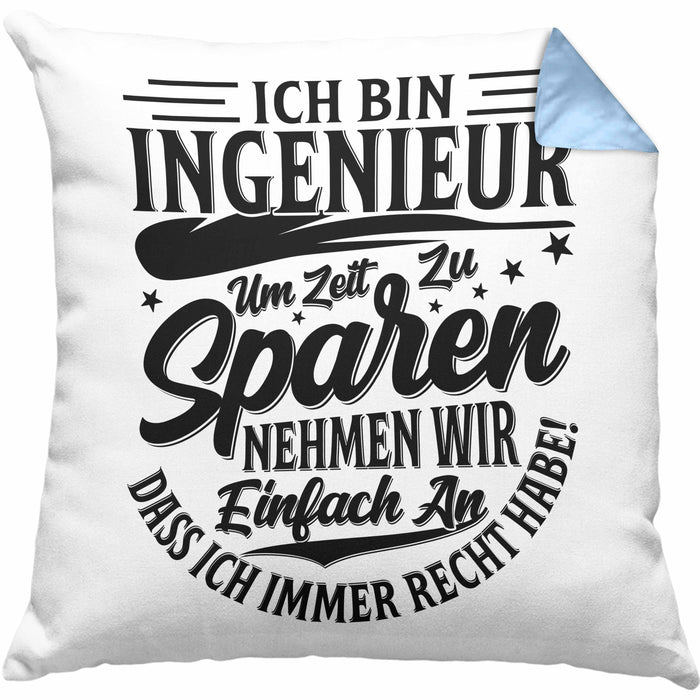Ingenieur Kissen mit Füllung 40x40 Geschenk Geschenkidee Sprüche Ingenieurswesen Geschenkidee Spruch (Grau) Blau Trendation