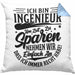 Ingenieur Kissen mit Füllung 40x40 Geschenk Geschenkidee Sprüche Ingenieurswesen Geschenkidee Spruch (Grau) Blau Trendation