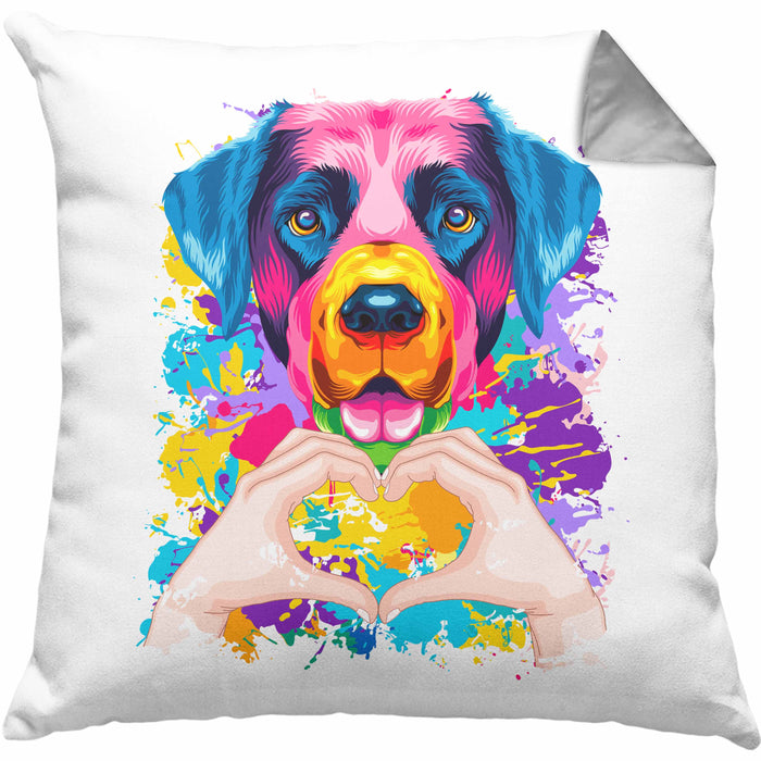 Labrador Besitzer Farbe Love Kissen mit Füllung 40x40 Geschenk Lustiger Spruch Geschenkidee Labrador Besitzerin (Grau) Grau Trendation