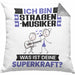 Straßenmusiker Kissen mit Füllung 40x40 Geschenk für Straßenmusiker Geburtstag Lustiger Spruch Was Ist Deine Superkraft (Grau) Grau Trendation