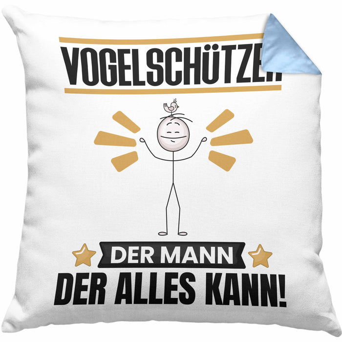 Vogelschützer Kissen mit Füllung 40x40 Geschenk für Vogelschützer Der Mann Der Alles Kann Geschenkidee zum Geburtstag (Grau) Blau Trendation