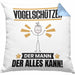 Vogelschützer Kissen mit Füllung 40x40 Geschenk für Vogelschützer Der Mann Der Alles Kann Geschenkidee zum Geburtstag (Grau) Blau Trendation