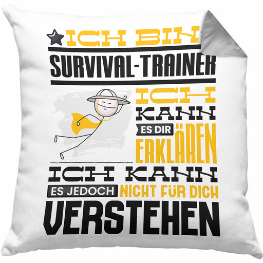 Survival-Trainer Geschenk Kaffee-Kissen mit Füllung 40x40 Geschenkidee für Survival-Trainer Ich Bin Survival-Trainer Ich Kann Es Dir Erklären Jedoch Nicht Für Dich Verstehen Spruch Lustig (Grau) Grau Trendation