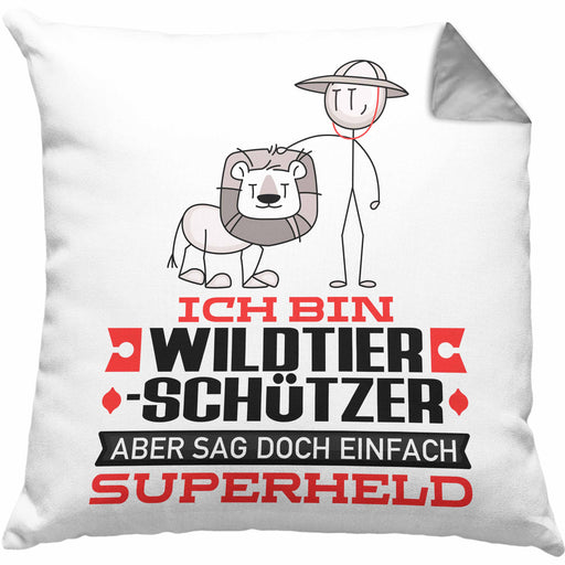 Wildtierschützer Geschenk Kissen mit Füllung 40x40 Ich Bin Wildtierschützer Aber Sag Doch Einfach Superheld Lustige Geschenkdiee für Wildtierschützer (Grau) Grau Trendation