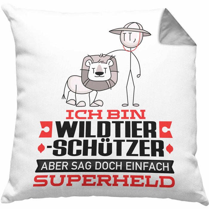 Wildtierschützer Geschenk Kissen mit Füllung 40x40 Ich Bin Wildtierschützer Aber Sag Doch Einfach Superheld Lustige Geschenkdiee für Wildtierschützer (Grau) Grau Trendation