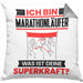 Marathonläufer Kissen mit Füllung 40x40 Geschenk für Marathonläufer Geburtstag Lustiger Spruch Was Ist Deine Superkraft (Grau) Grau Trendation
