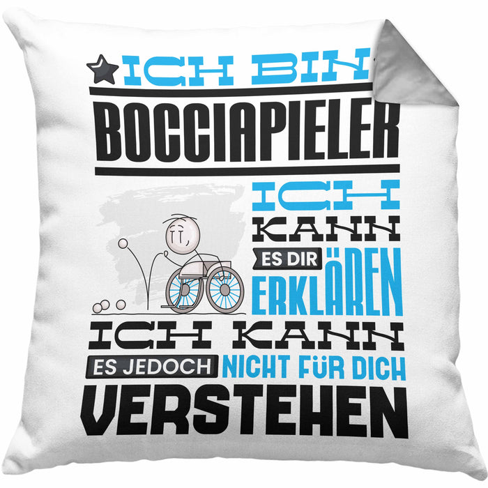 Bocciapieler Geschenk Kaffee-Kissen mit Füllung 40x40 Geschenkidee für Bocciapieler Ich Bin Bocciapieler Ich Kann Es Dir Erklären Jedoch Nicht Für Dich Verstehen Spruch Lustig (Grau) Grau Trendation
