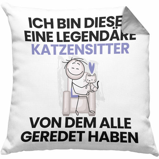 Katzensitter Geschenk Kissen mit Füllung 40x40 Lustige Geschenkidee Geburtstag für Katzensitter Ich Bin Dieser Legendäre Katzensitter Von Dem Alle Geredet Haben (Grau) Grau Trendation