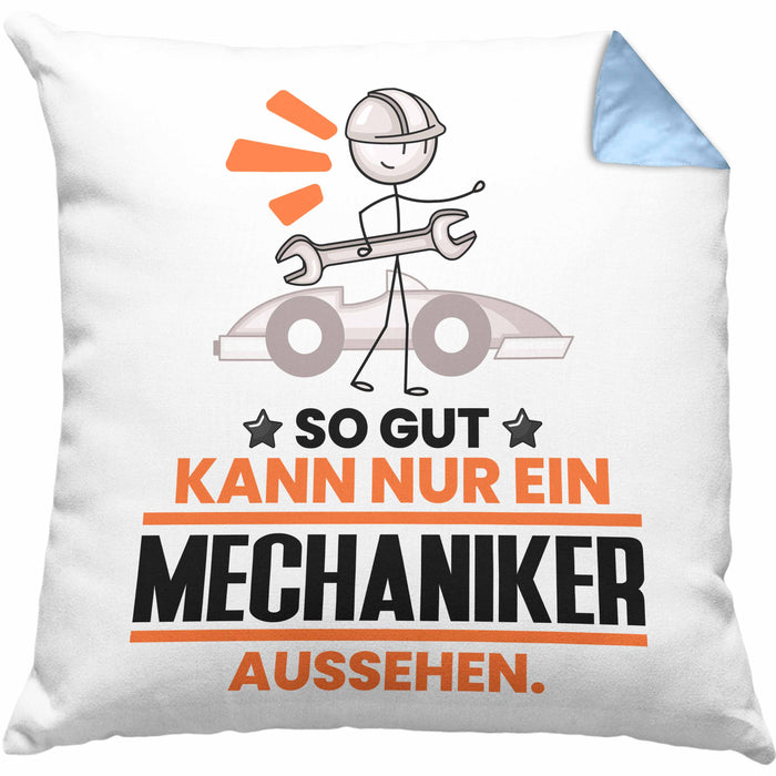 Mechaniker Geschenk Kissen mit Füllung 40x40 So Gut Kann Nur Ein Mechaniker Aussehen Geschenkidee (Grau) Blau Trendation