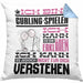 Curling-Spieler Geschenk Kaffee-Kissen mit Füllung 40x40 Geschenkidee für Curling-Spieler Ich Bin Curling-Spieler Ich Kann Es Dir Erklären Jedoch Nicht Für Dich Verstehen Spruch Lustig (Grau) Blau Trendation