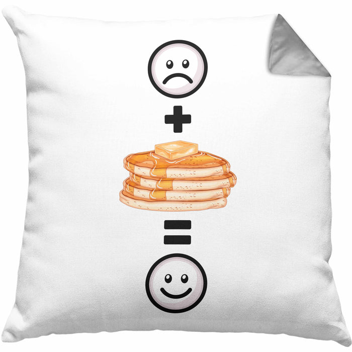 Pfannkuchen Pancaked Kissen mit Füllung 40x40 Geschenk für Pfannkuchen-Liebhaber Lustige Geschenkidee :( + Pfannkuchen = :) Geburtstag (Grau) Grau Trendation