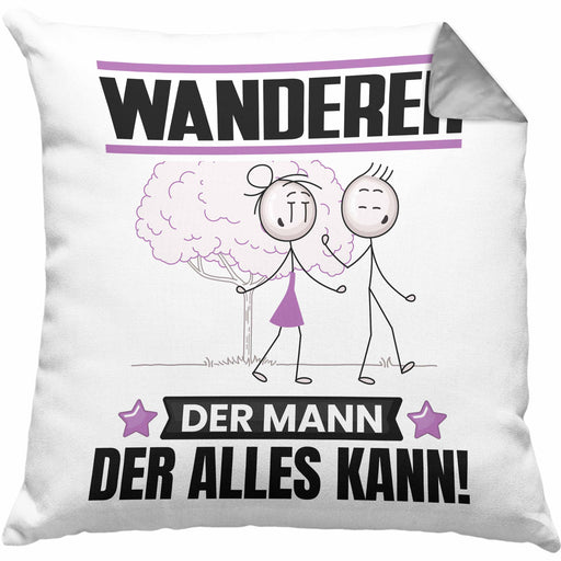 Wandern Kissen mit Füllung 40x40 Geschenk für Wandern Der Mann Der Alles Kann Geschenkidee zum Geburtstag (Grau) Grau Trendation