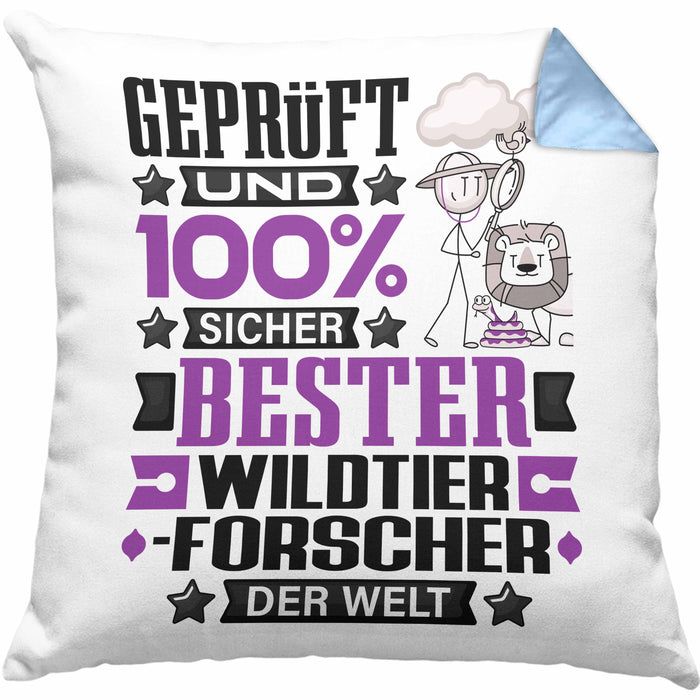 Wildtierforscher Geschenk Lustiger Spruch für Wildtierforscher Geschenkidee Bester Wildtierforscher Der WeltKissen mit Füllung 40x40 (Grau) Blau Trendation
