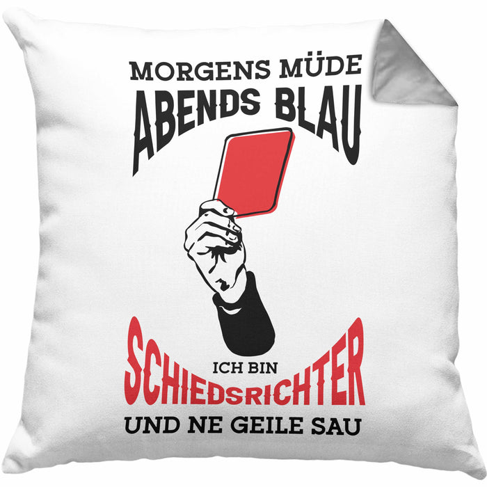 Schiedsrichter Kissen mit Füllung 40x40 Geschenk für Schiedsrichter mit Spruch (Grau) Grau Trendation