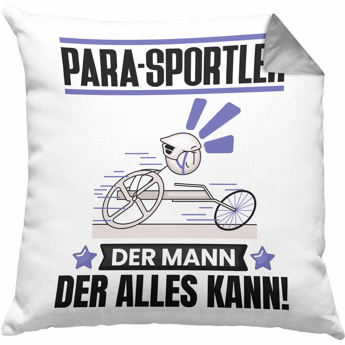 Para-Sportler Kissen mit Füllung 40x40 Geschenk für Para-Sportler Der Mann Der Alles Kann Geschenkidee zum Geburtstag (Grau) Grau Trendation