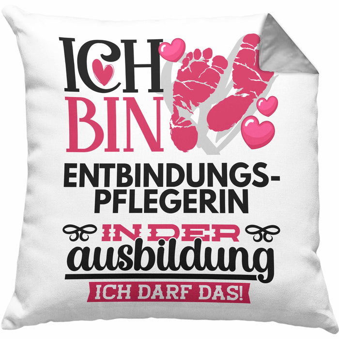 Entbindungspflegerin Ausbildung Start Geschenk Kissen mit Füllung 40x40 Ich Bin Entbindungspflegerin In Der Ausbildung Ich Darf Das Geschenkidee (Grau) Grau Trendation