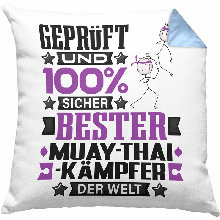 Muay-Thai-Kämpfer Geschenk Lustiger Spruch für Muay-Thai-Kämpfer Geschenkidee Bester Muay-Thai-Kämpfer Der WeltKissen mit Füllung 40x40 (Grau) Blau Trendation
