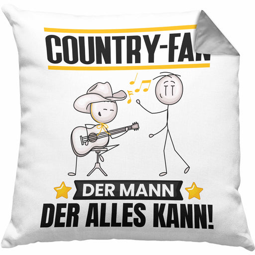 Country-Fan Kissen mit Füllung 40x40 Geschenk für Country-Fan Der Mann Der Alles Kann Geschenkidee zum Geburtstag (Grau) Grau Trendation