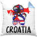 Croatia Kissen mit Füllung 40x40 Geschenk für Kroatische Frau Heimat Kroatien Geschenkidee (Grau) Blau Trendation