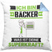Bäcker Kissen mit Füllung 40x40 Geschenk für Bäcker Geburtstag Lustiger Spruch Was Ist Deine Superkraft (Grau) Blau Trendation