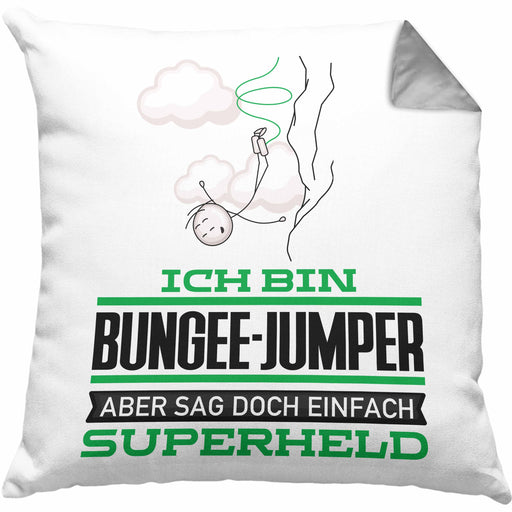 Bungee-Jumper Geschenk Kissen mit Füllung 40x40 Ich Bin Bungee-Jumper Aber Sag Doch Einfach Superheld Lustige Geschenkdiee für Bungee-Jumper (Grau) Grau Trendation