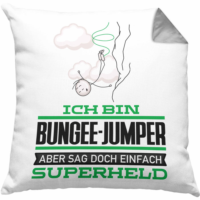 Bungee-Jumper Geschenk Kissen mit Füllung 40x40 Ich Bin Bungee-Jumper Aber Sag Doch Einfach Superheld Lustige Geschenkdiee für Bungee-Jumper (Grau) Grau Trendation