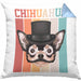Chihuahua Besitzer Kissen mit Füllung 40x40 Geschenk Lustiger Spruch Geschenkidee Retro Vinatge Chihuahua (Grau) Blau Trendation