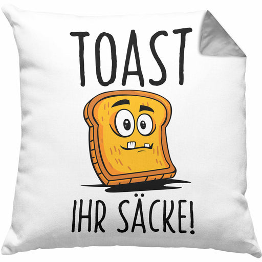 Toast Brot Ihr Säcke Kissen mit Füllung 40x40 Lustige Non Sense Geschenkidee Scheibe Toast (Grau) Grau Trendation