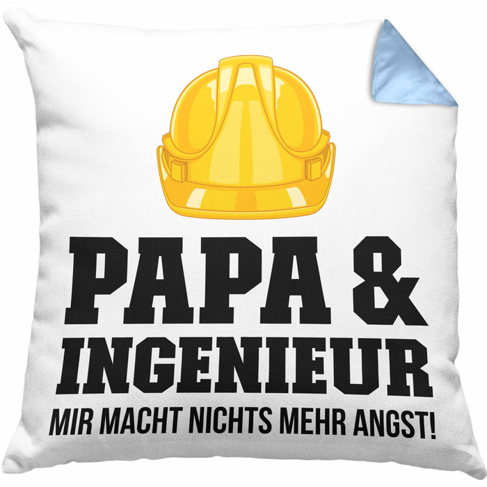 Ingenieur Papa Kissen mit Füllung 40x40 Gadget Geschenk Ingeneur Geschenkidee (Grau) Blau Trendation