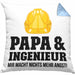 Ingenieur Papa Kissen mit Füllung 40x40 Gadget Geschenk Ingeneur Geschenkidee (Grau) Blau Trendation