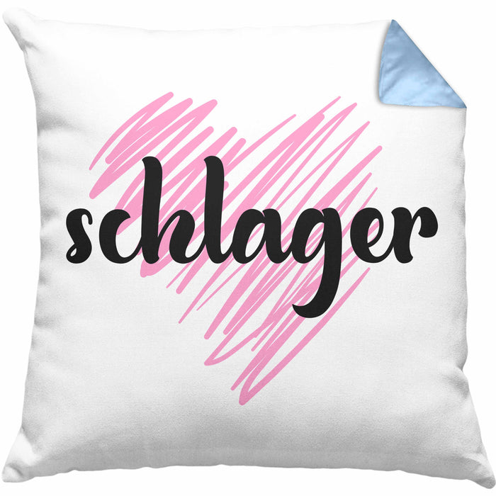 Kissen mit Füllung 40x40 Geschenk für Schlager Fans Kissen mit Füllung 40x40 Musikmotiv Spruch (Grau) Blau Trendation