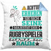 Rugbyspieler Geschenk Kissen mit Füllung 40x40 Lustiger Spruch Erheben Sie Sich Der Rugbyspieler Betritt den Raum (Grau) Blau Trendation