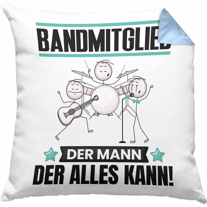 Bandmitglied Kissen mit Füllung 40x40 Geschenk für Bandmitglied Der Mann Der Alles Kann Geschenkidee zum Geburtstag (Grau) Blau Trendation