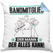 Bandmitglied Kissen mit Füllung 40x40 Geschenk für Bandmitglied Der Mann Der Alles Kann Geschenkidee zum Geburtstag (Grau) Blau Trendation