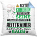 Reittrainer Geschenk Kissen mit Füllung 40x40 Lustiger Spruch Erheben Sie Sich Der Reittrainer Betritt den Raum (Grau) Blau Trendation